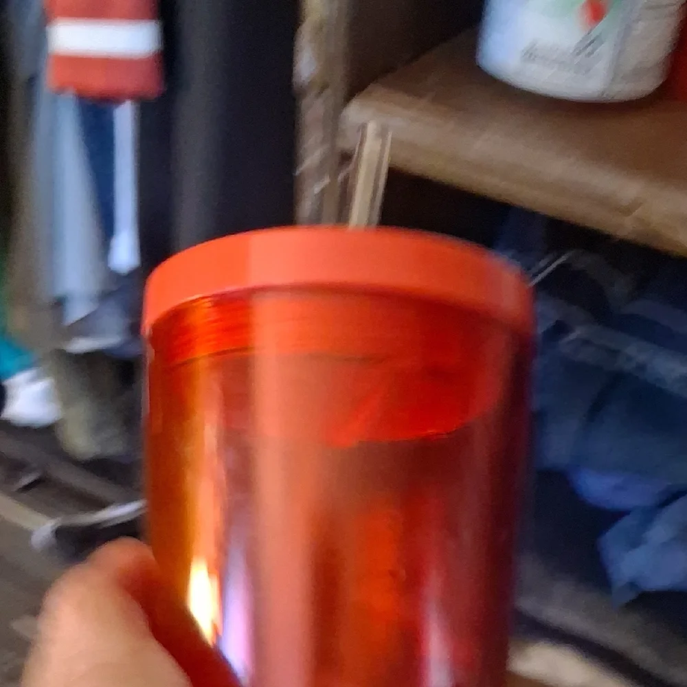 Starbucks Orange Travel Tumbler with White Dog Graphic